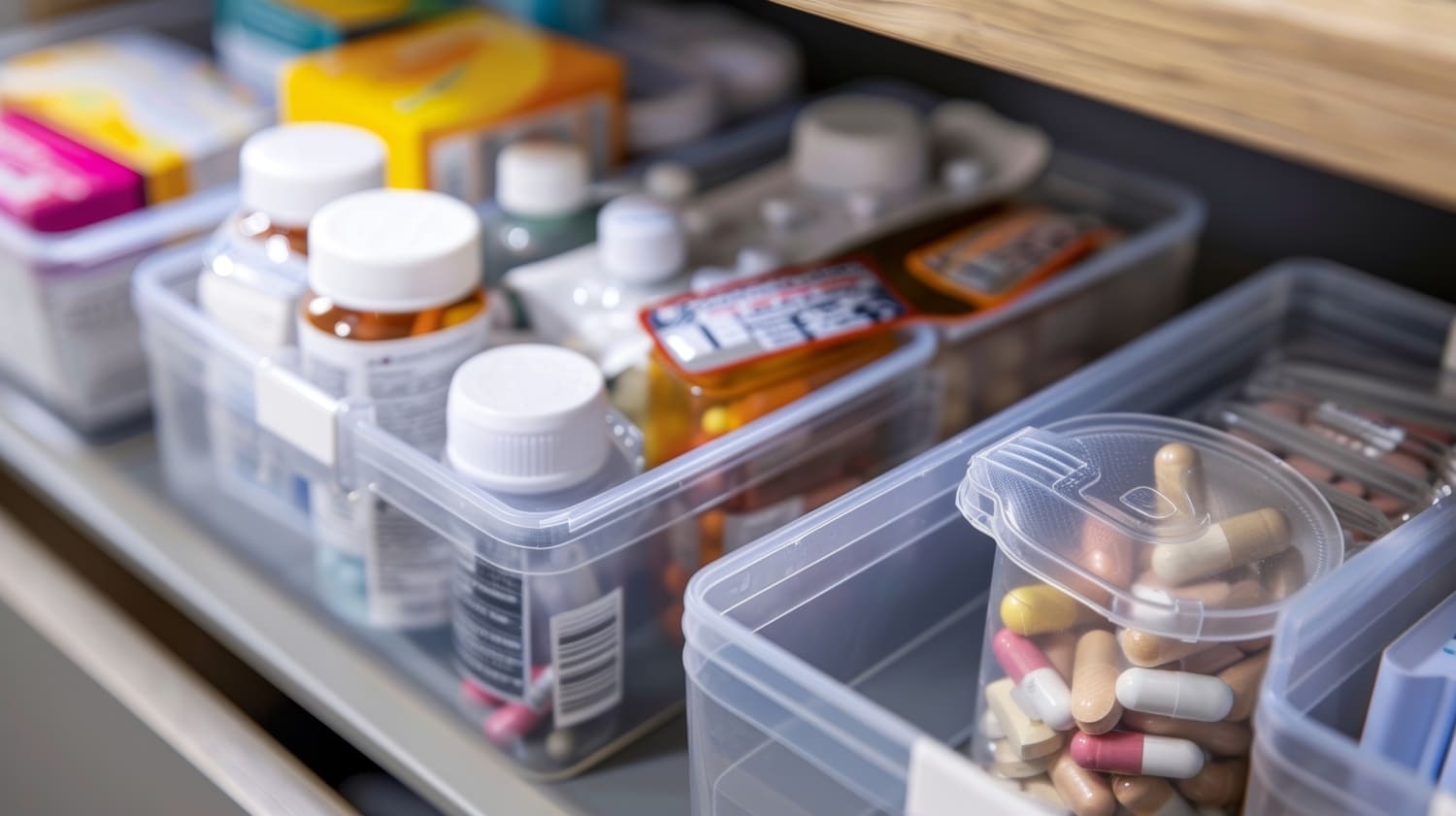 Pojemnik z lekami, który pokazuje przeciętne warunki przechowywania produktów leczniczych i wyrobów medycznych