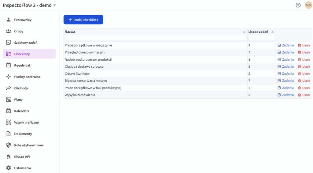 Checklisty w InspectoFlow 2