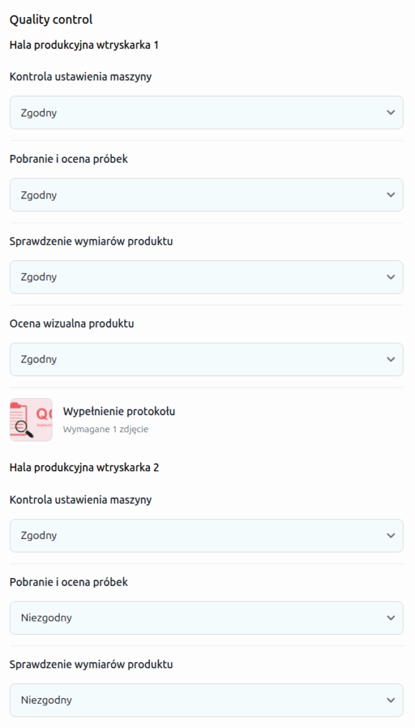 Widok pracownika w InspectoFlow 2