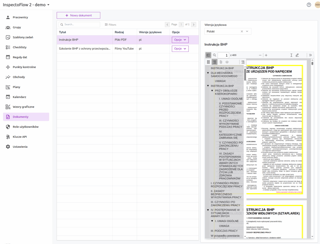 Automatyzacja i bezpieczeństwo procesu w InspectoFlow 2
