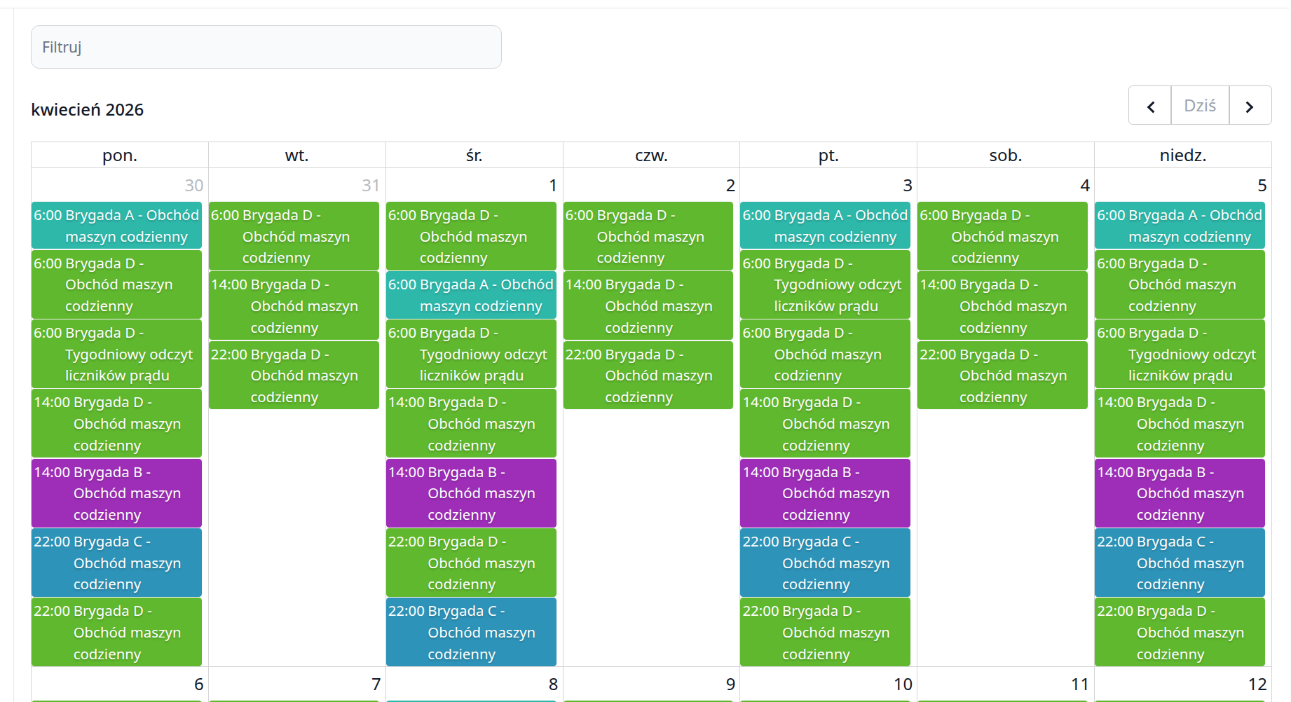 Miniatura – kalendarz w konsoli