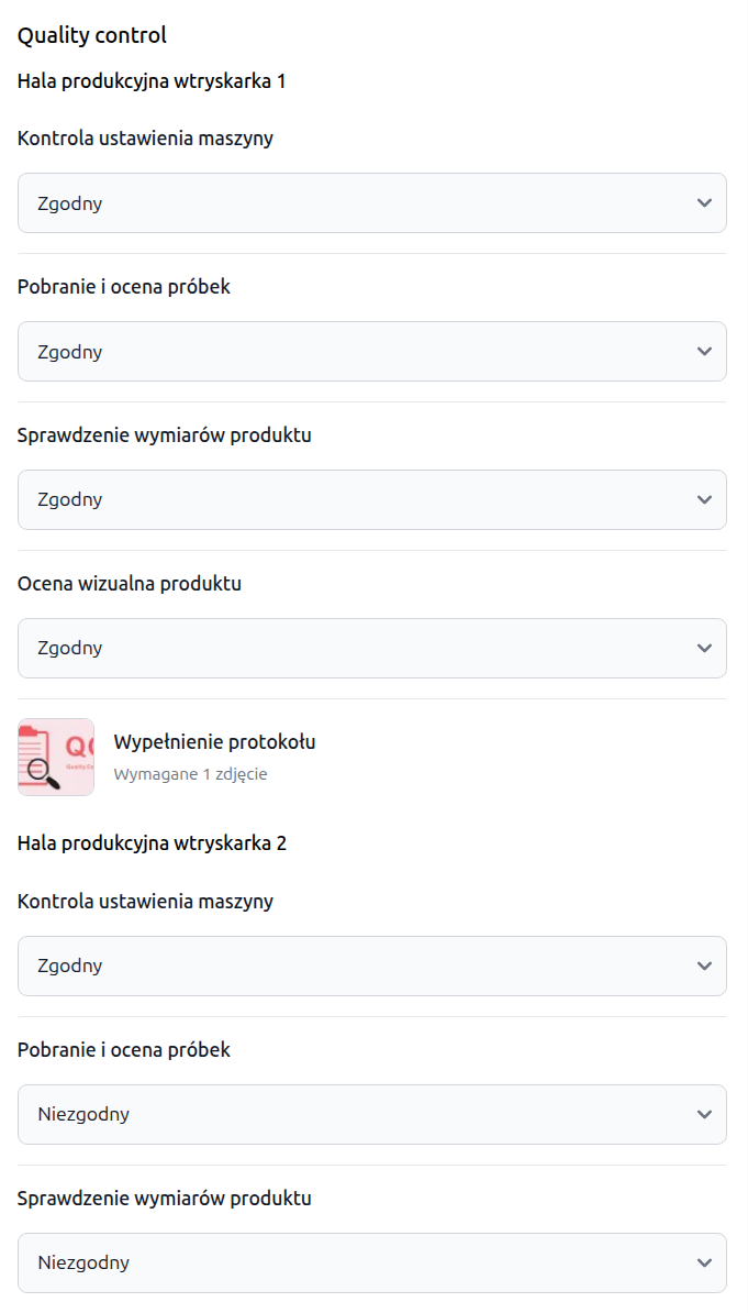 Widok pracownika w telefonie w systemie InspectoFlow 2