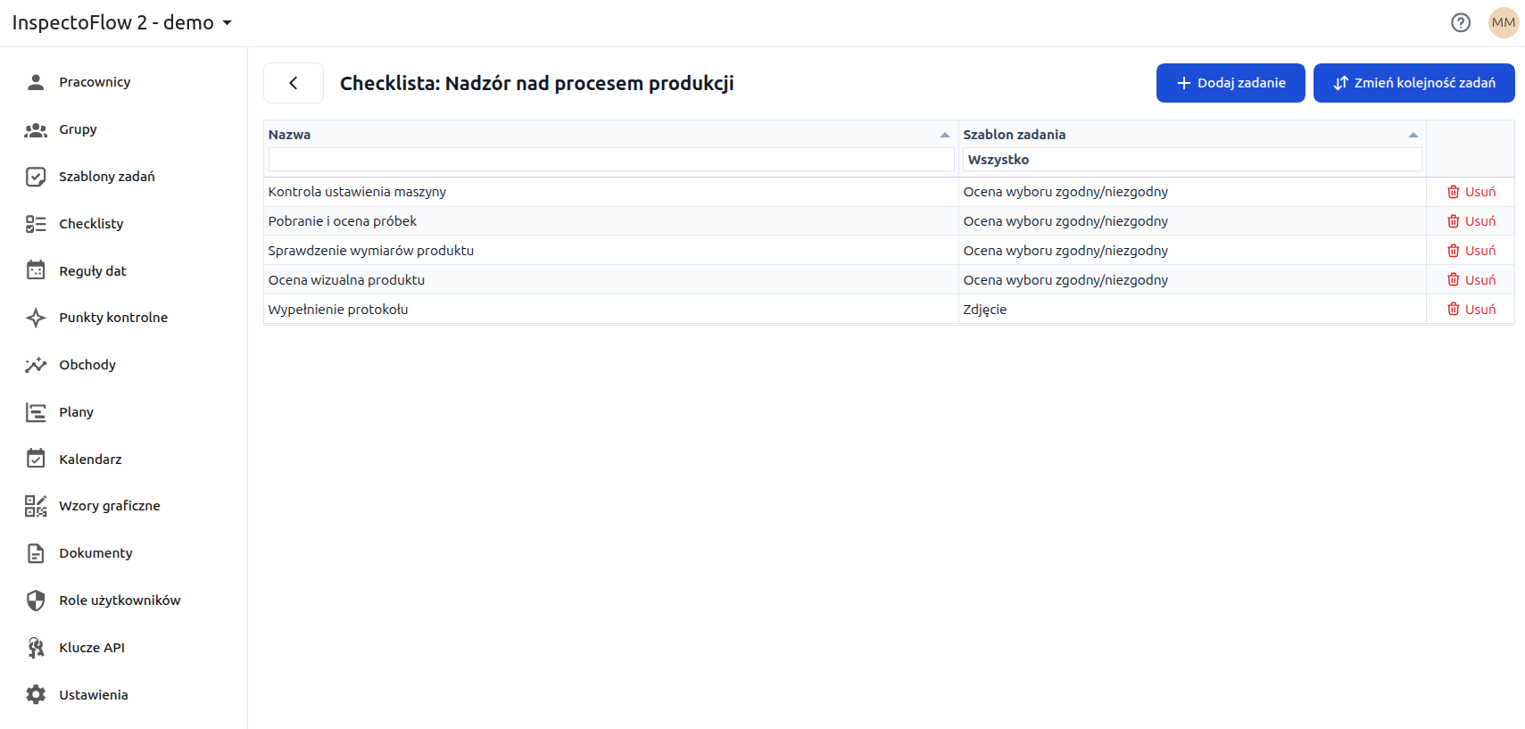 Przyk&lstrok;ad checklisty QC w InspectoFlow 2